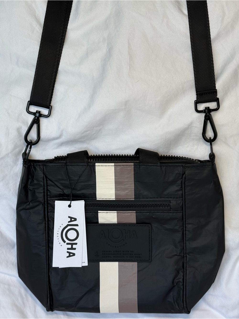 NWT ALOHA Collection Le Voyageur Crossbody Bag Caffe on Black Mini Tote